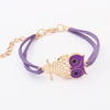 Owl Charm Leather Bracelet