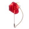 Red Rose & Leaf Chain Lapel Pin