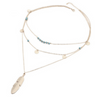 Multilayer Beads & Leaf Pendant Necklace