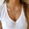 Multilayer Beads & Leaf Pendant Necklace