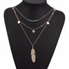 Multilayer Beads & Leaf Pendant Necklace