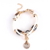 Carved Coin Charm Bracelet