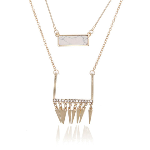 Double Layer Rivets Drop Necklace