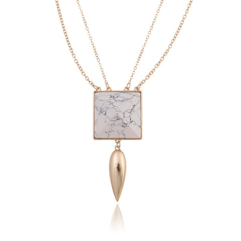 Marble Pyramid Pendant Necklace
