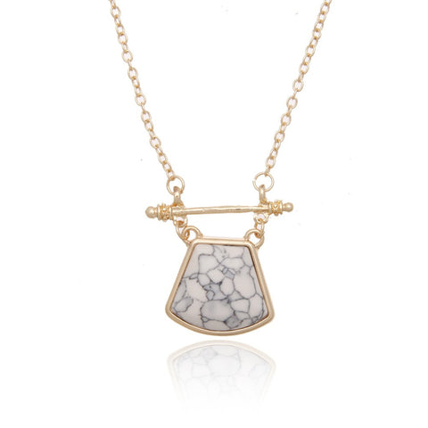 Geometric Marble Bar Link Necklace