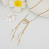 Long Rivet Charm Tassel Necklace