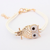 Owl Charm Leather Bracelet
