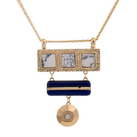 Geometric Square Coin Pendant Necklace