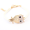 Owl Charm Leather Bracelet