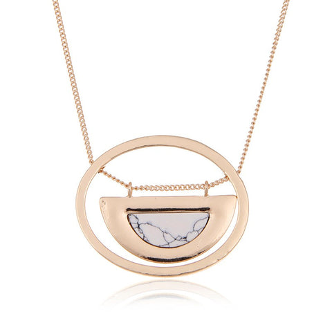 Geometric Semicircle Stone Necklace