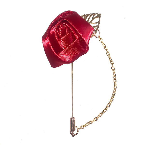Rose & Leaf Chain Lapel Pin