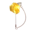 Rose & Leaf Chain Lapel Pin - Yellow