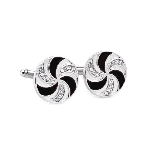Crystal Swirl Round Cufflinks