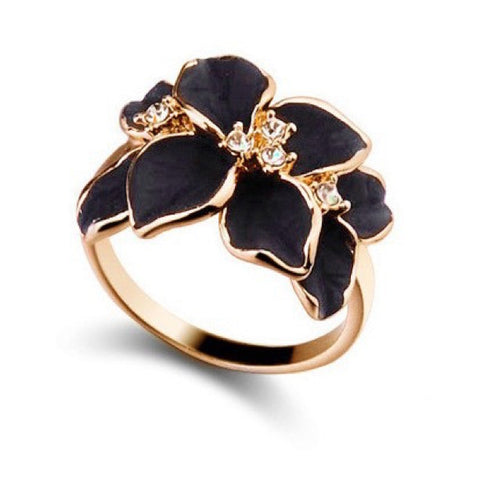 Austrian Crystal Enamel Floral Ring