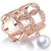 Imitation Pearl Hollow Camellia Shawl Scarves Ring